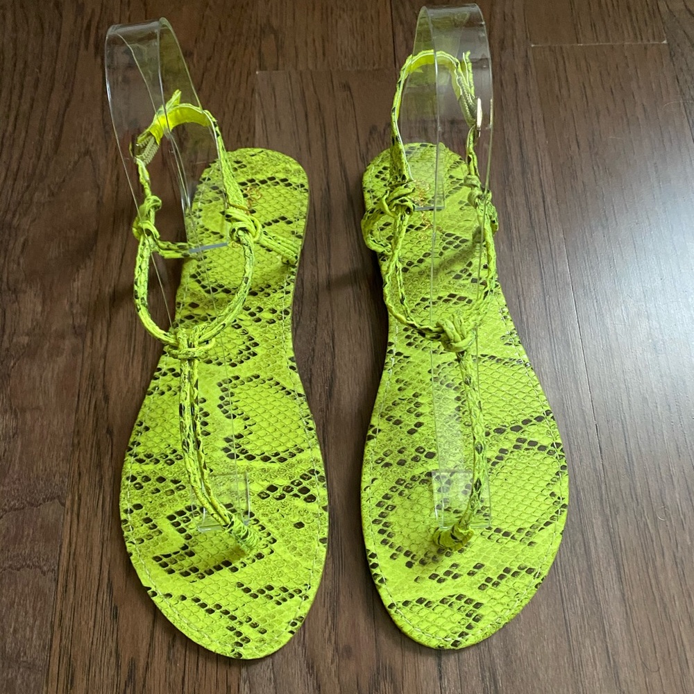 New sandals neon green flip flop sz 6-10